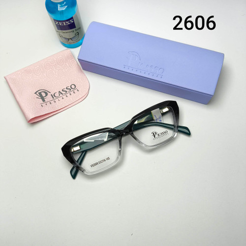 عینک طبی زنانه استات دسته سیم پیکاسو Picasso به همراه جلد و دستمال مدل 2606