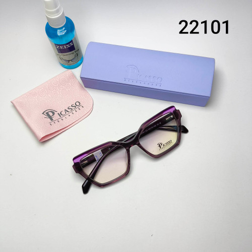 عینک طبی زنانه استات دسته سیم پیکاسو Picasso به همراه جلد و دستمال مدل 22101