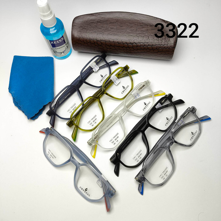 عینک طبی زنانه و مردانه کائوچو TR90 دسته سیم کریستال Crystal مدل 3322