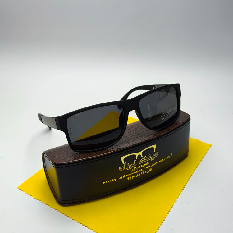عینک آفتابی مردانه پلاریزه کائوچو بیس دار پورش Porsche مدل 24718 + پک هدیه لوازم جانبی