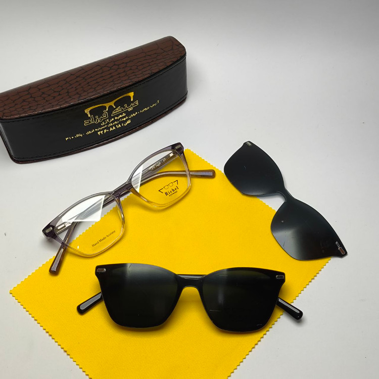 عینک طبی کاور دار ریچل Richel مدل 9227 اورجینال دسته سیم کائوچو اسیتیت به همراه پک هدیه