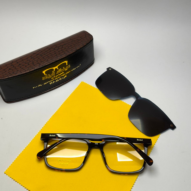 عینک طبی کاور دار ریچل Richel مدل 2446 اورجینال دسته سیم کائوچو اسیتیت به همراه پک هدیه
