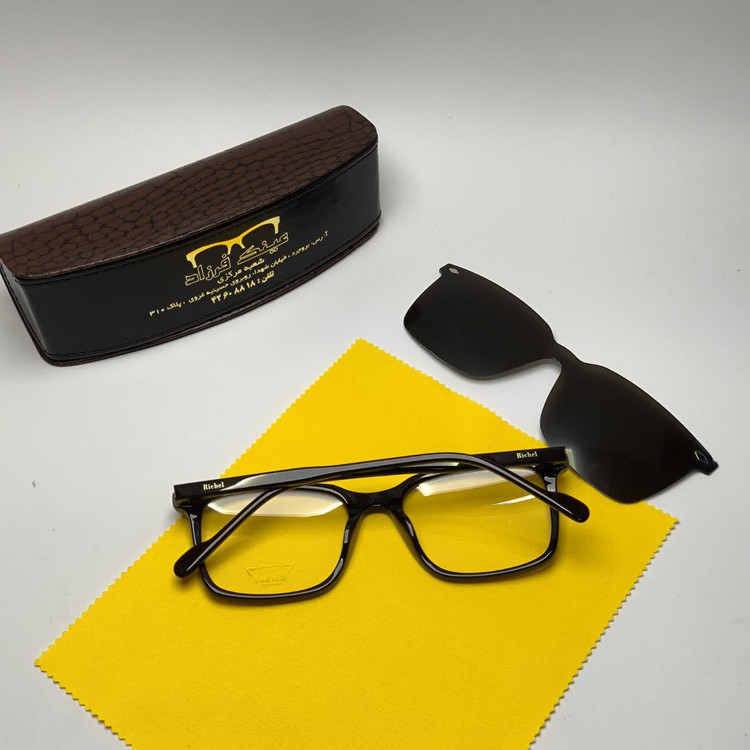 عینک طبی کاور دار ریچل Richel مدل 2444 اورجینال دسته سیم کائوچو اسیتیت به همراه پک هدیه