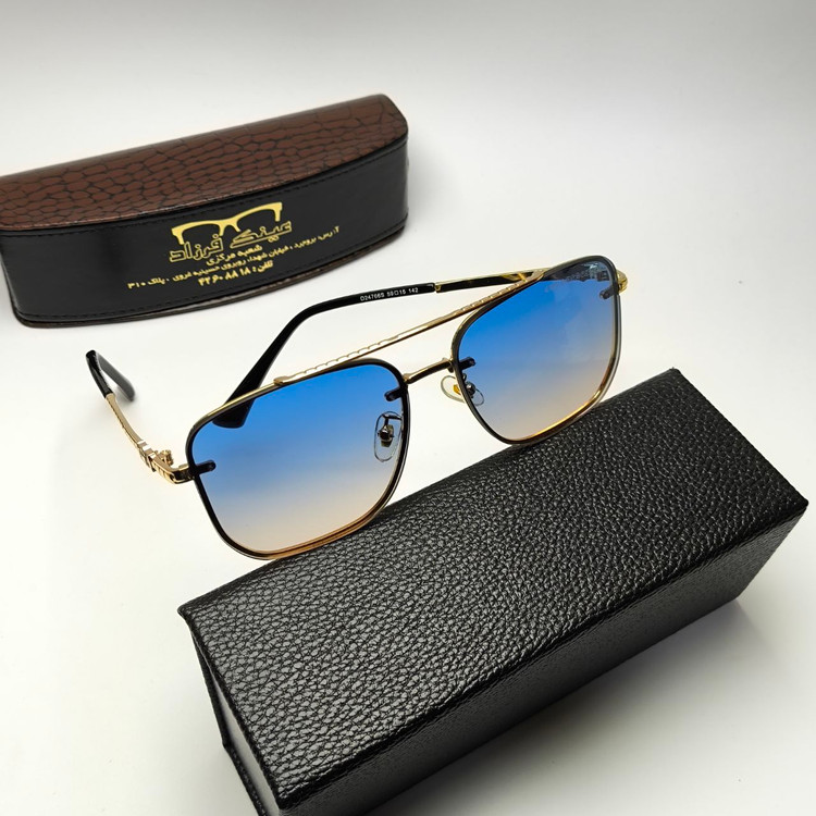 عینک آفتابی مردانه کروم هارتز Chrome hearts مدل 2476601 فلزی + پک هدیه لوازم جانبی