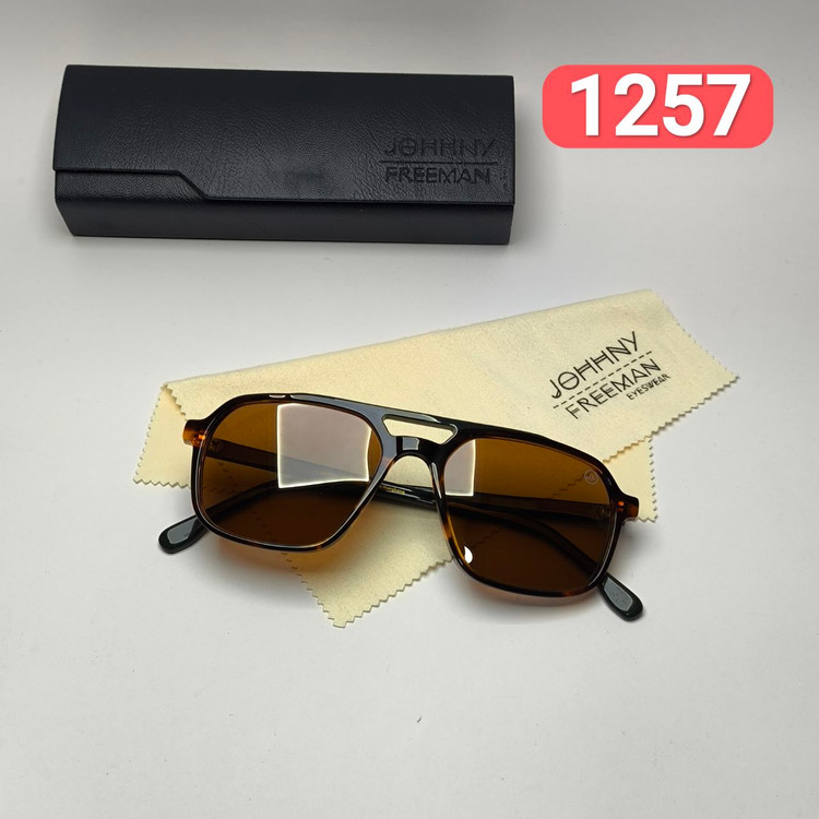 عینک آفتابی جانی فریمن Johhny freeman مدل 1257 مستر دسته سیم کائوچو اسیتیت پلاریزه به همراه پک کامل اورجینال