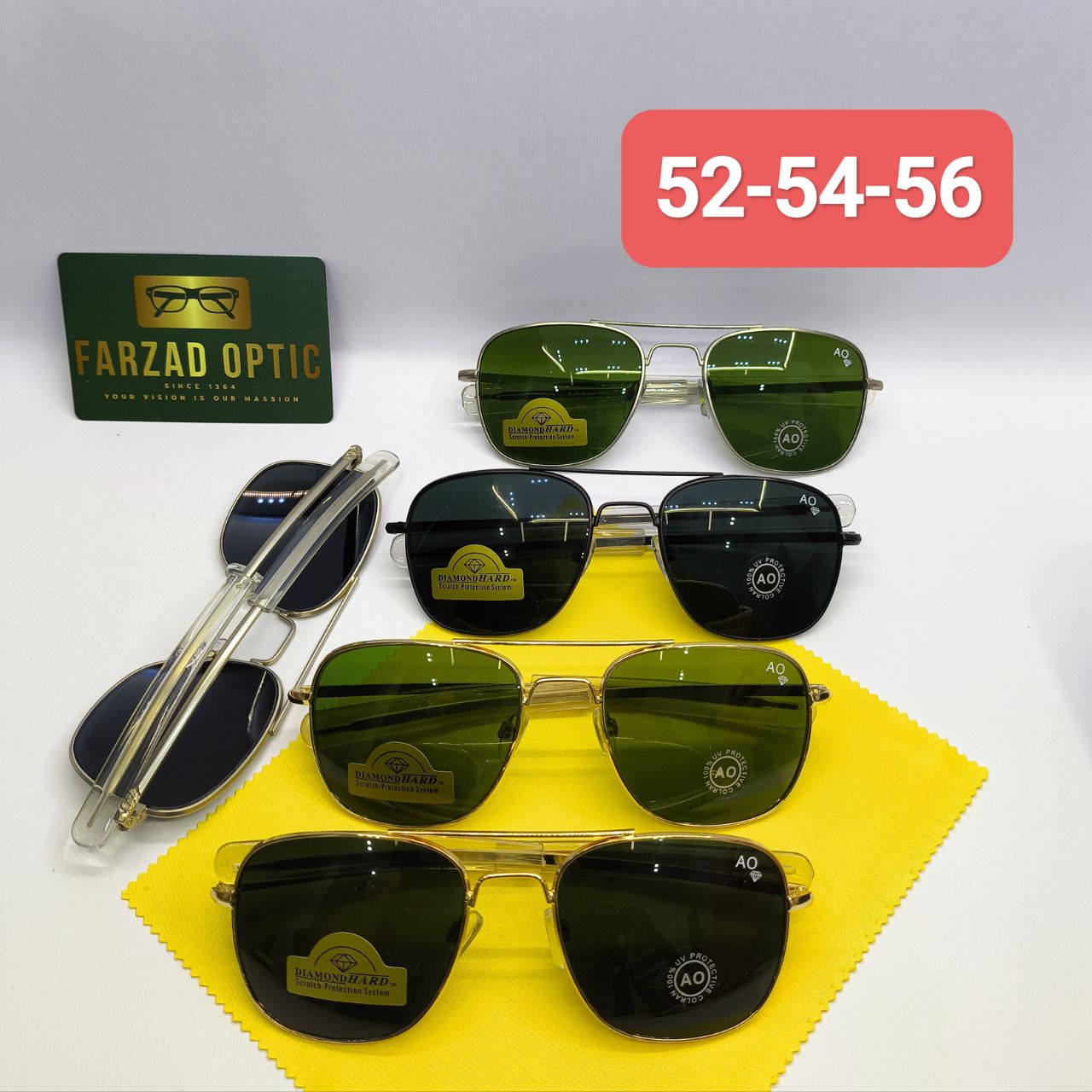 عینک آفتابی AO آمریکن اپتیکال American Optical مدل 54 عدسی شیشه سایز متوسط