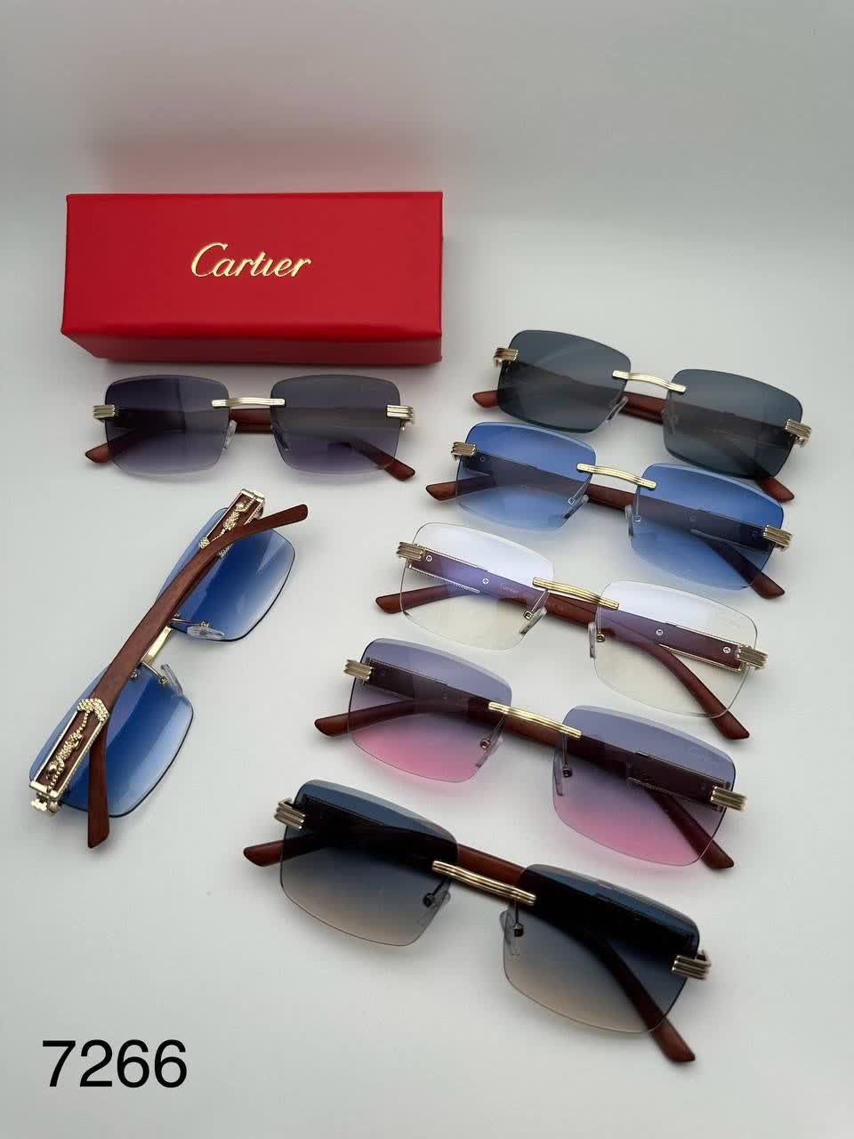 عینک آفتابی کارتیر Cartier مدل 2266 فلزی بدونه فریم فانتزی فشن