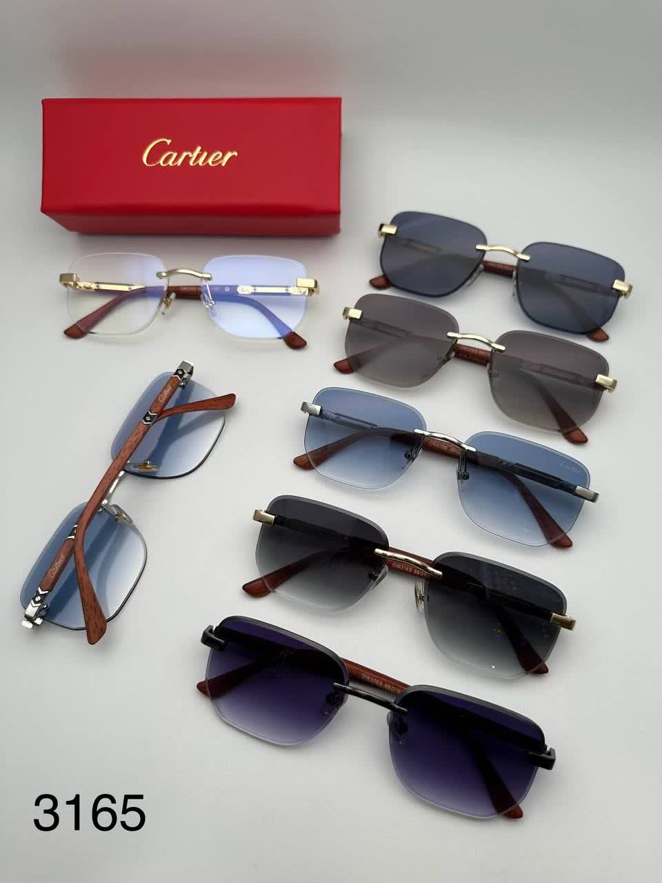 عینک آفتابی کارتیر Cartier مدل 2264 فلزی بدونه فریم فانتزی فشن