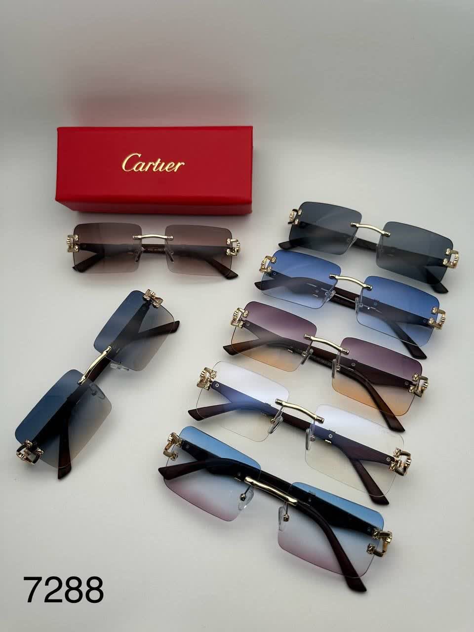 عینک آفتابی کارتیر Cartier مدل 2288 فلزی uv400 بدونه فریم فانتزی فشن