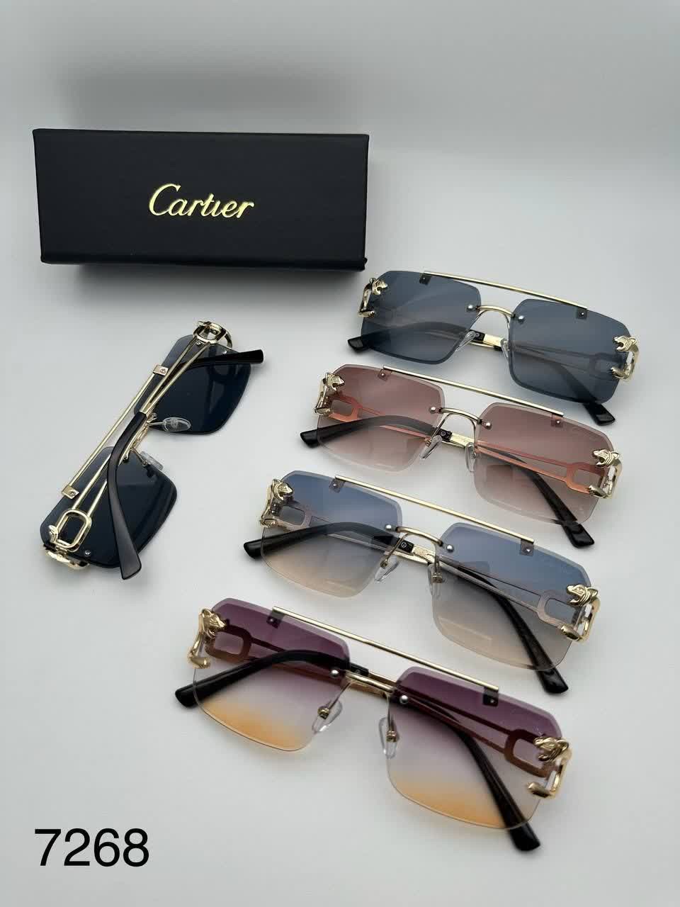 عینک آفتابی کارتیر Cartier مدل 22۶۸ فلزی uv400 بدونه فریم فانتزی فشن