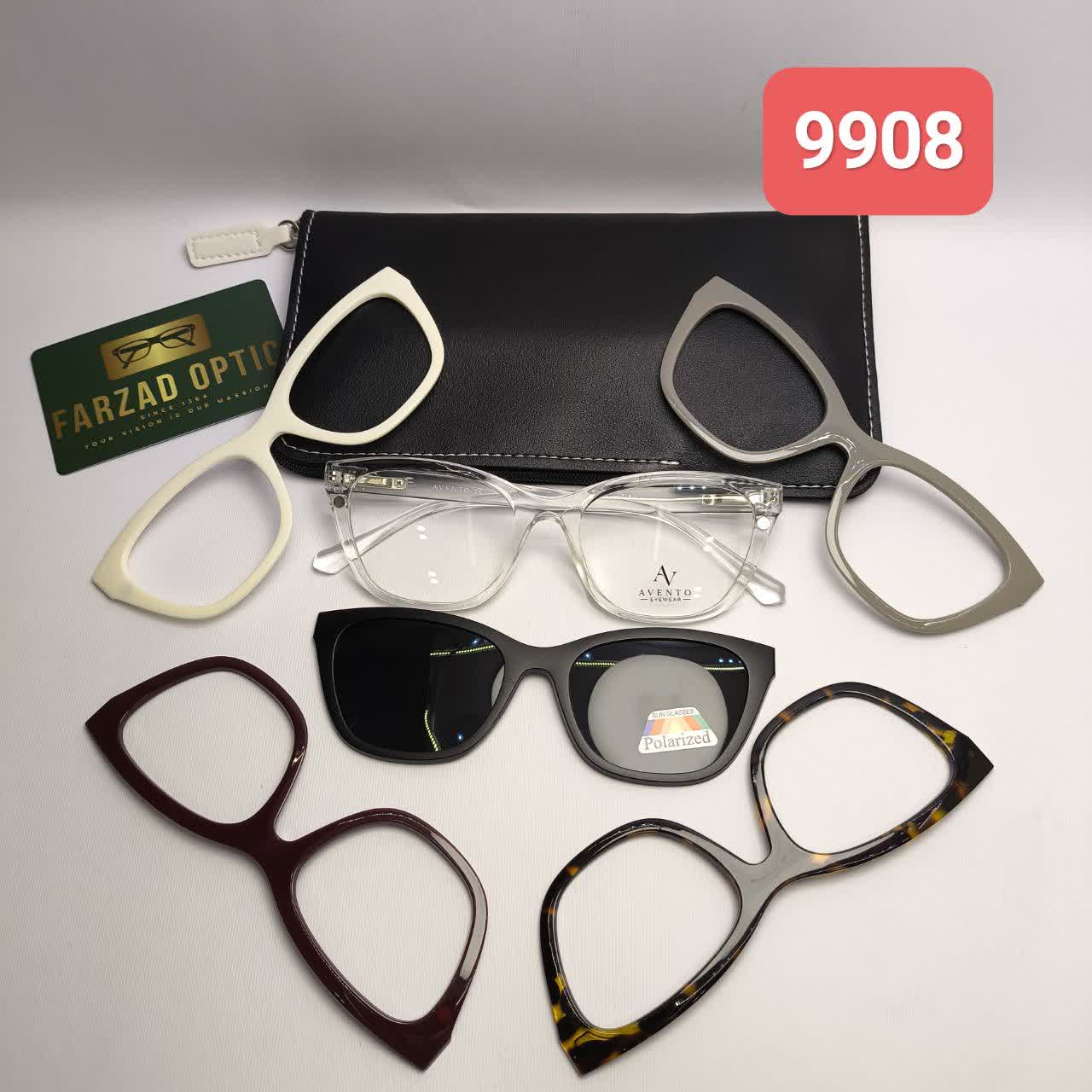 عینک پنج کاوره اونتو Avento مدل 9908 عینک طبی کاوردار کائوچو TR90 سبک پلاریزه به همراه کیس