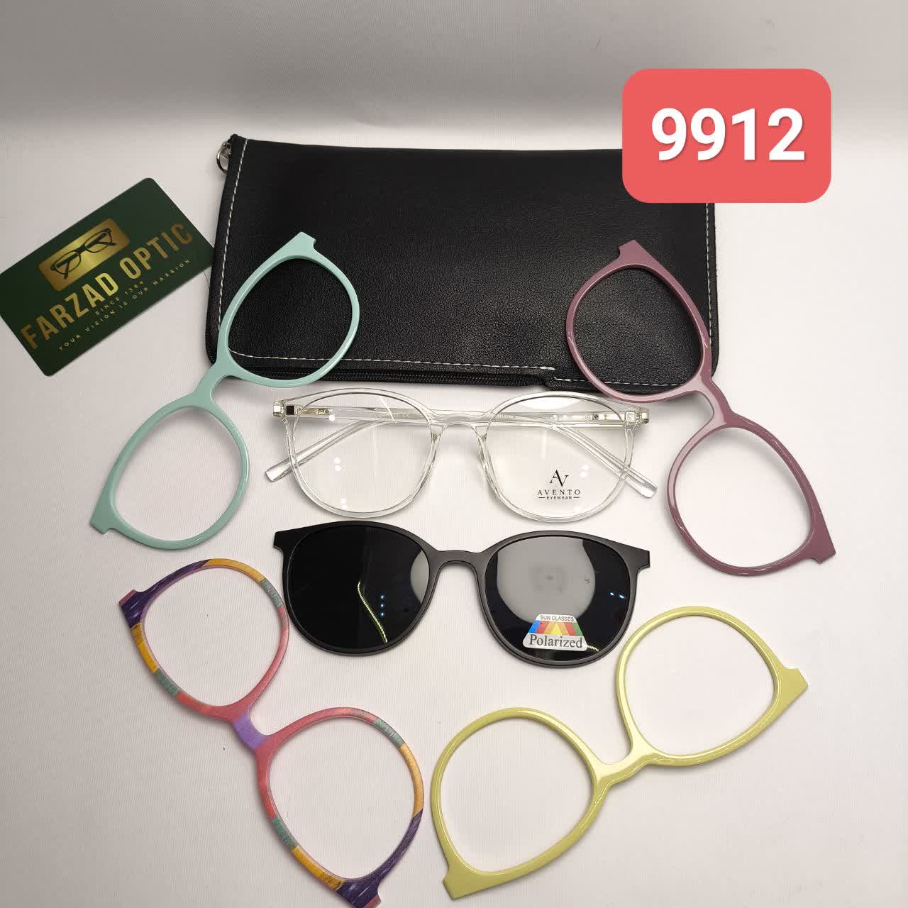 عینک پنج کاوره اونتو Avento مدل 9912 عینک طبی کاوردار کائوچو TR90 سبک پلاریزه به همراه کیس